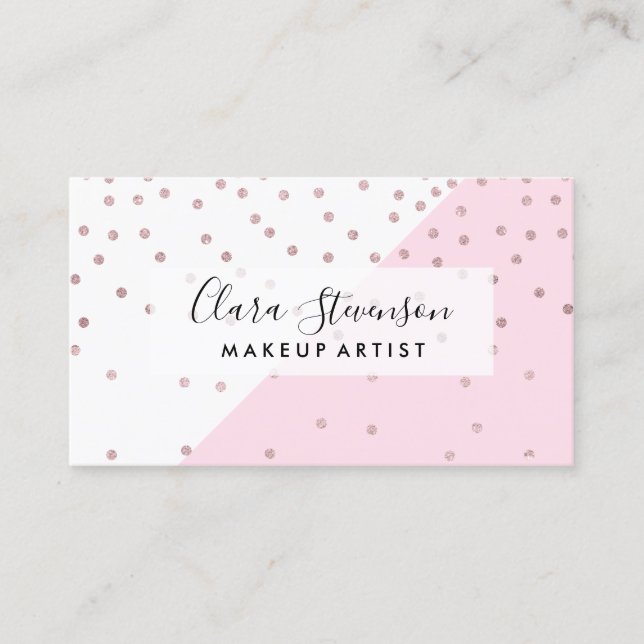 Elegant modern faux rose gold glitter confetti business card (Front)
