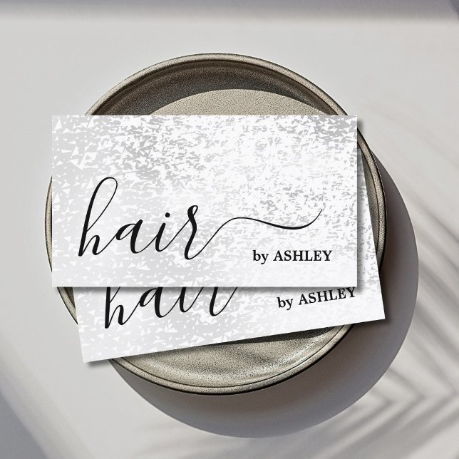 Elegant Modern Faux Silver Hair Stylist Business Card (Creator Uploaded)