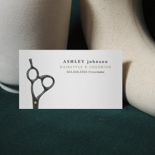 Elegant Modern Faux Silver Scissors Hairdresser Business Card