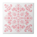 Elegant Modern Feminine Light Pink Stylish White Tile<br><div class="desc">Beautiful crisp original modern feminine light pink decorative ornament on a white background ceramic tile. The background colour is custom and can be changed to any other. For changing the colour of the design contact the designer.</div>