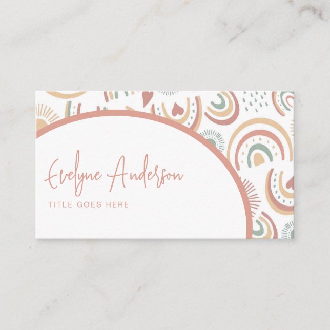 Elegant Modern Feminine Rainbow  Boho Chic         Business Card (Front)