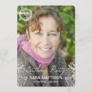 Elegant Modern Fern Photo Birthday Invitations