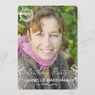 Elegant Modern Fern Photo Birthday Invitations