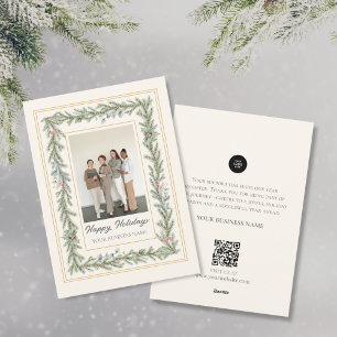 Elegant Modern Festive Photo Botanical Christmas Holiday Card