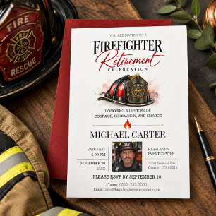Elegant Modern Firefighter Retirement Celebration Invitation