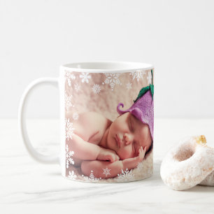 Elegant modern first Christmas baby photo custom Coffee Mug