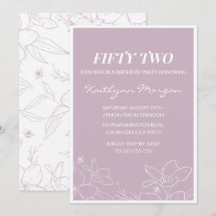 Elegant Modern Floral 52nd birthday invitations