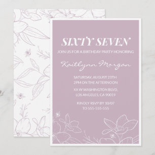 Elegant Modern Floral 67th birthday invitations