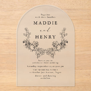 Elegant Modern Floral Acrylic Wedding Invitation