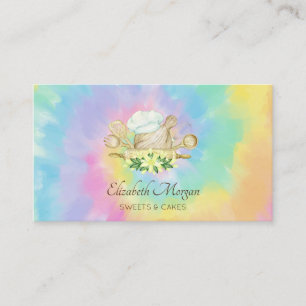 Elegant Modern Floral Bakery Tools Tie Dye Business Card