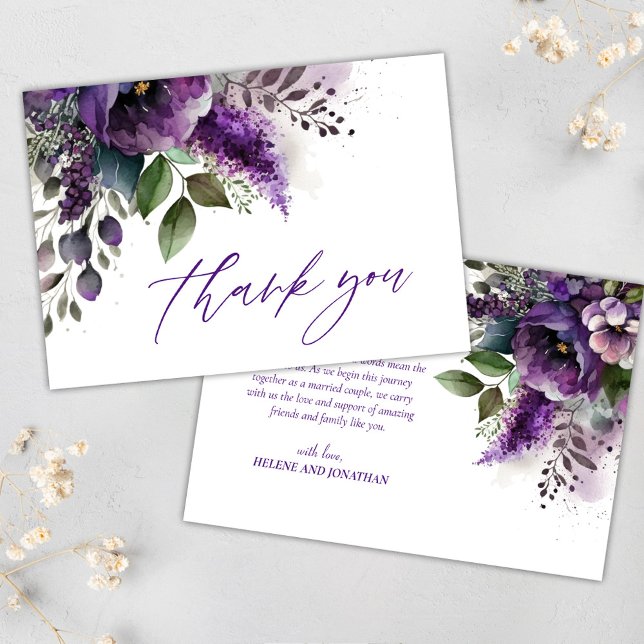 Elegant Modern Floral Bohemian Wedding Thank You (Elegant Modern Floral Bohemian Wedding Thank You)