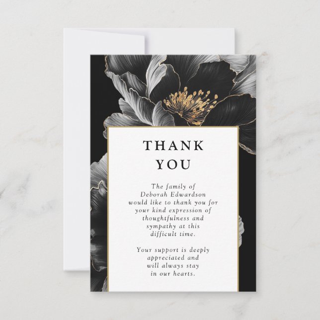 Elegant Modern Floral Celebration Of Life Funeral Thank You Card (Front)