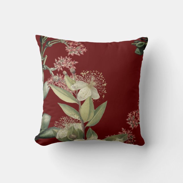 Elegant Modern Floral Design Burgundy Cushion (Front)