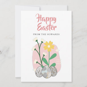 Elegant Modern Floral Easter Happy Easter Photo Holiday Card