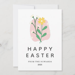 Elegant Modern Floral Easter Happy Easter Photo Holiday Card