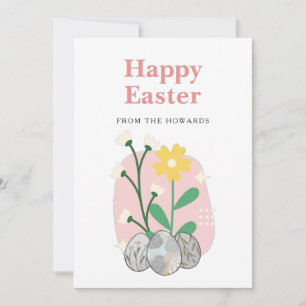 Elegant Modern Floral Easter Happy Easter Photo Holiday Card