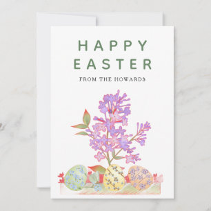 Elegant Modern Floral Easter Happy Easter Photo Holiday Card