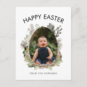 Elegant Modern Floral Easter   Happy Easter Photo Holiday Postcard
