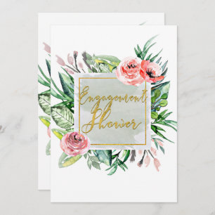 Elegant Modern Floral Engagement Shower Invitation