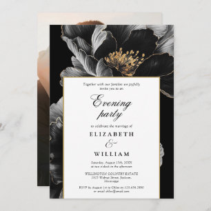 Elegant Modern Floral Evening Party Wedding Photo Invitation