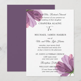 Elegant Modern Floral Formal Wedding Invitation