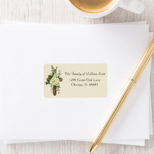 Elegant Modern Floral Funeral Bereavement Address  Label