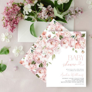 Elegant Modern Floral Girl Baby Shower Invitation
