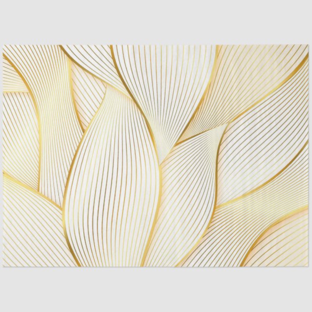 Elegant Modern Floral Gold White Line Collection Tissue Paper (Front)