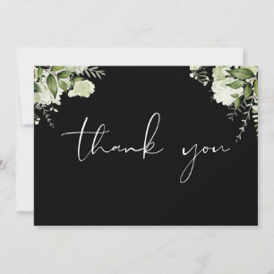Elegant Modern Floral Greenery Photo Thank You Card