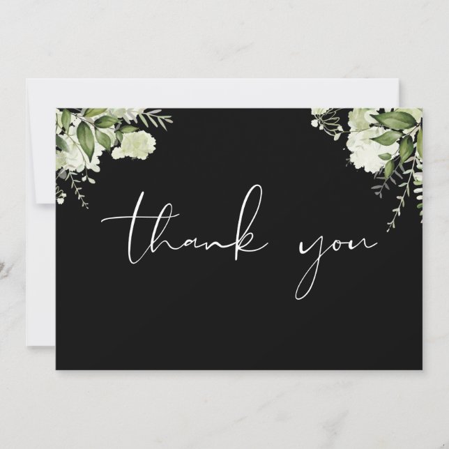 Elegant Modern Floral Greenery Photo Thank You Card (Front)