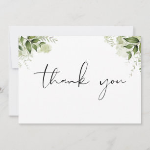 Elegant Modern Floral Greenery Photo Thank You Card