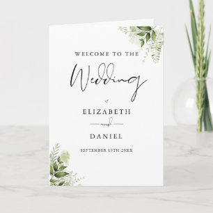 Elegant Modern Floral Greenery Wedding Programme