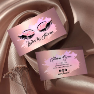 Elegant modern floral lashes rose gold  business card
