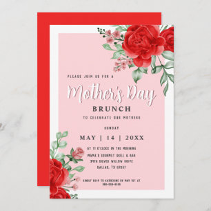 Elegant Modern Floral Mother's Day Brunch Party Invitation