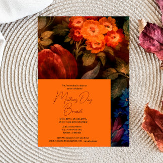 Elegant Modern Floral Orange Mother's day brunch Invitation