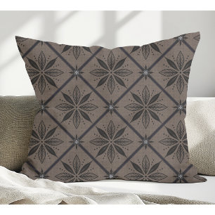 Elegant Modern Floral Pattern Brown Cushion