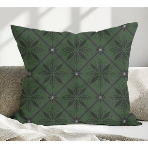 Elegant Modern Floral Pattern Green Cushion