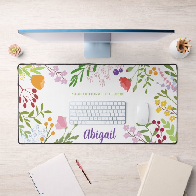Elegant Modern Floral Personalised Desk Mat (Office 1)