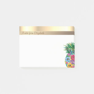 Elegant Modern Floral Pineapple-  Personalised  Post-it Notes