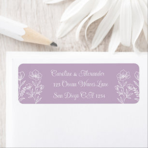 Elegant Modern Floral Purple Lilac Return Address