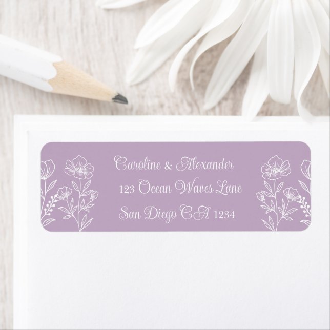 Elegant Modern Floral Purple Lilac Return Address (Insitu)