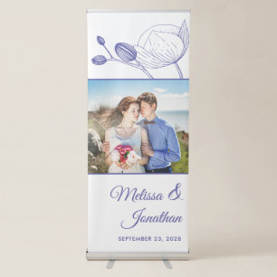 Elegant modern floral purple orchids wedding photo retractable banner