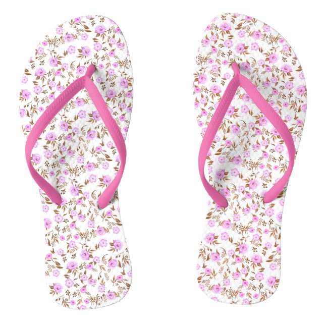 Elegant Modern Floral Rose Flip Flops (Footbed)