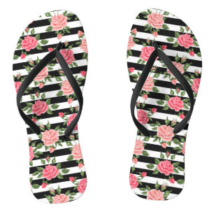 Elegant Modern Floral Rose Flip Flops