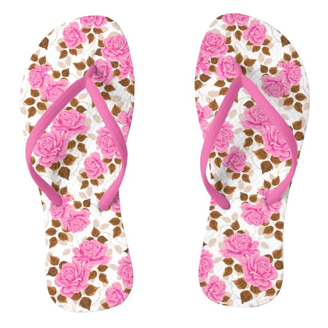 Elegant Modern Floral Rose Flip Flops (Footbed)