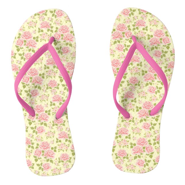 Elegant Modern Floral Rose Flip Flops (Footbed)