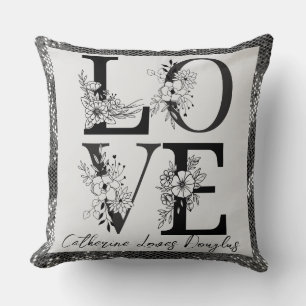 Elegant Modern floral silver glitter valentine's Cushion