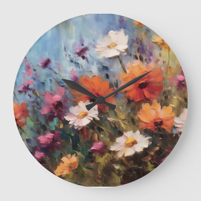 elegant modern floral theme large clock (Front)