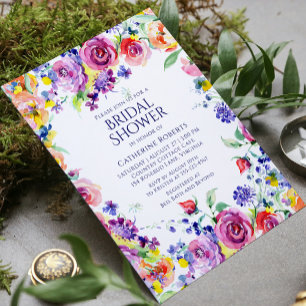 Elegant Modern Floral Watercolor Bridal Shower Invitation