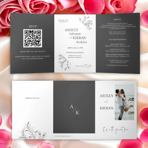 Elegant Modern Floral Wedding Invitation